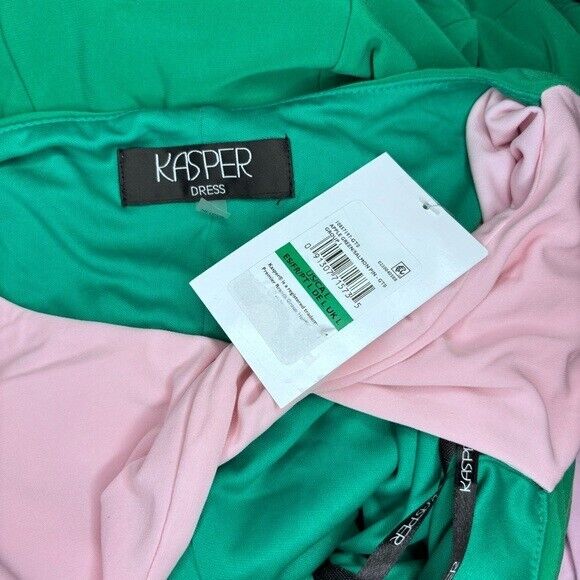 KASPER Women's Green and Pink Colorblock Knot-Neck Bodycon Dress NWT