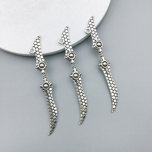 Serpent Fang Kukri Alloy Sword Pendant Charm for Jewelry, Crafts & Cosplay NWT