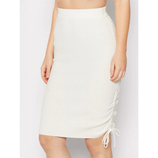 GUESS Women's Large White Tara Knit Sweater Skirt w/ Drawstring Hem NWT