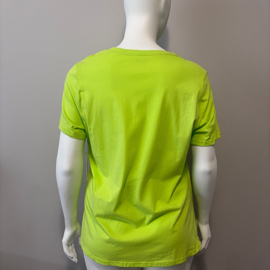 Calvin Klein Performance Plus Size 1X Lime Green Cotton V-Neck T-Shirt NWT