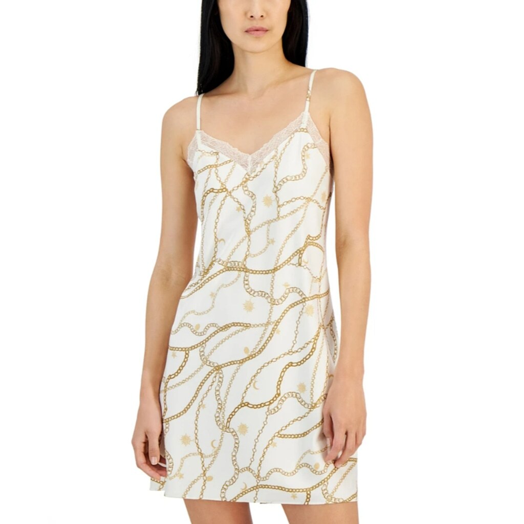 INC International Concepts Women's Size XS White Stretch Satin Chemise NWT