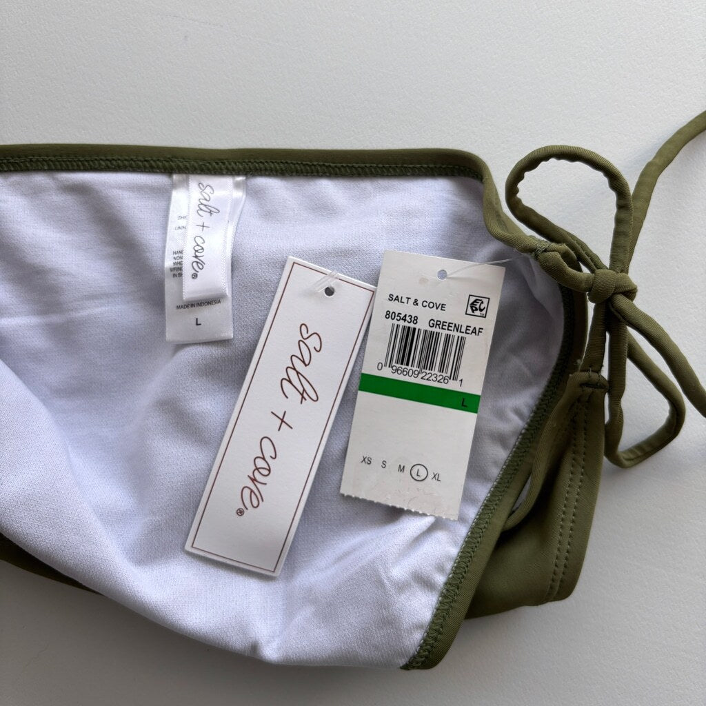 Salt + Cove Women's Size Large Olive Green Side-Tie Bikini Bottoms NWT