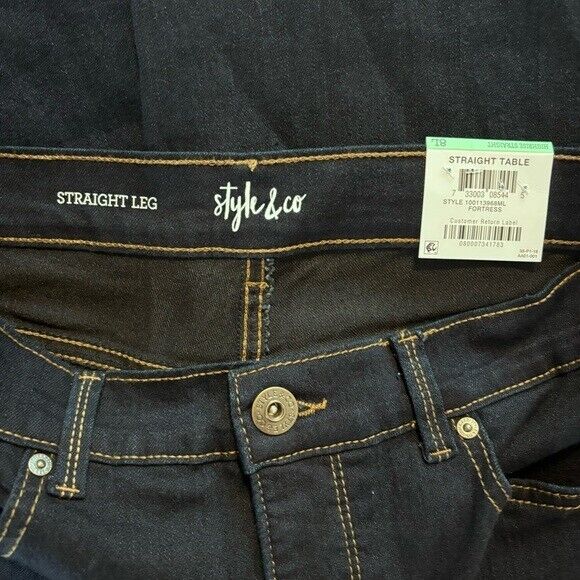 STYLE & CO High Rise Size 8L Straight Leg Dark Wash Jeans NWT