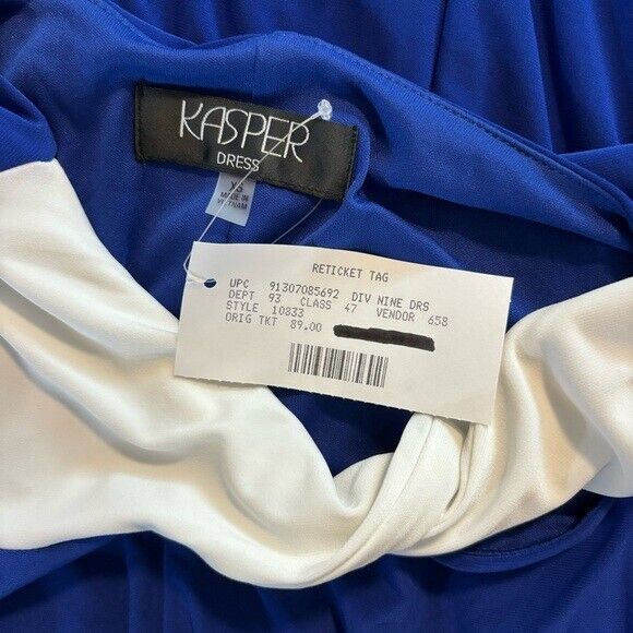 KASPER Women's Long Sleeved Bodycon Sheath Dress Blue & White NWT