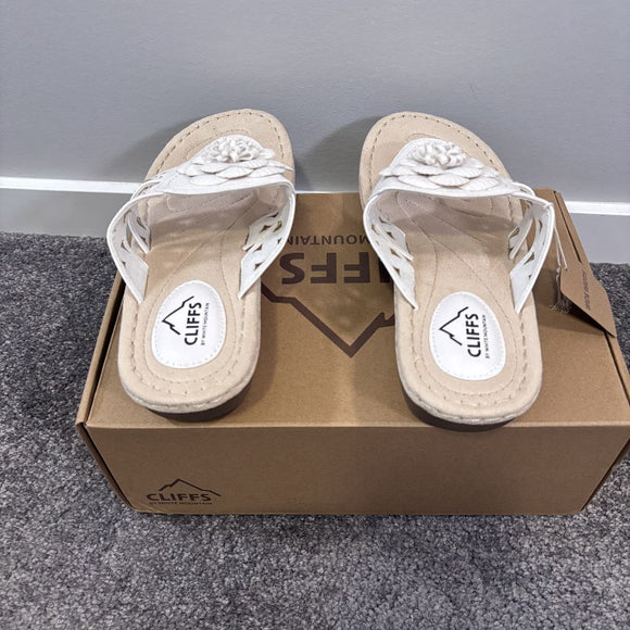 Cliffs by White Mountain Women's 10W & 11W White Cynthia Flower Sandals NIB