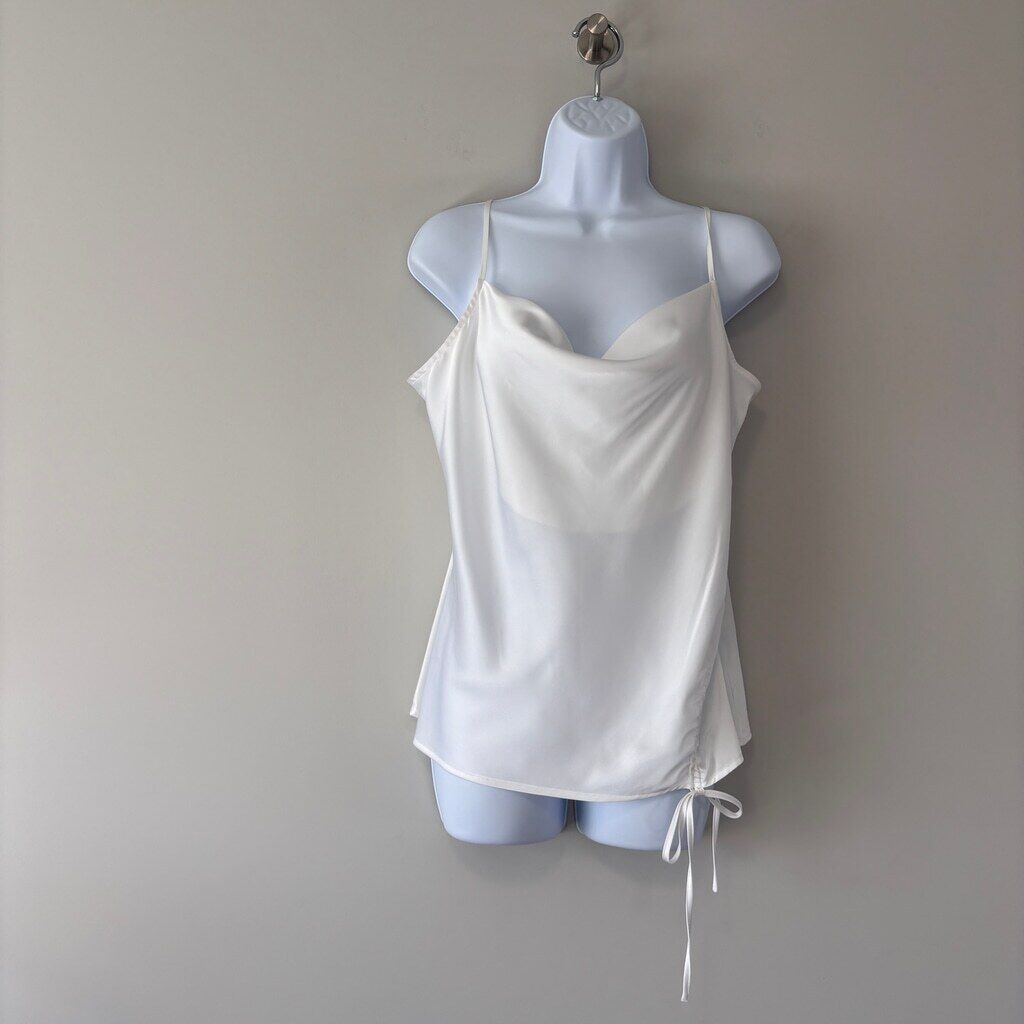 INC International Concepts Women's Size Large Ruched White Satin Camisole NWT