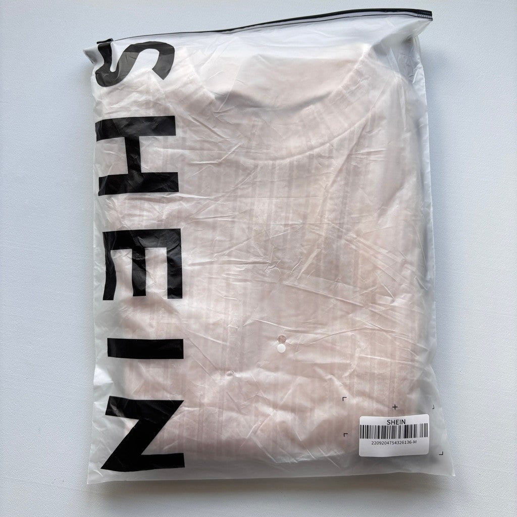 Shein Women's Medium Beige Ribbed Long Sleeve Tunic Knit Top NIB