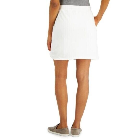 Karen Scott Knit White Draw-String Elastic Waist Skort NWT
