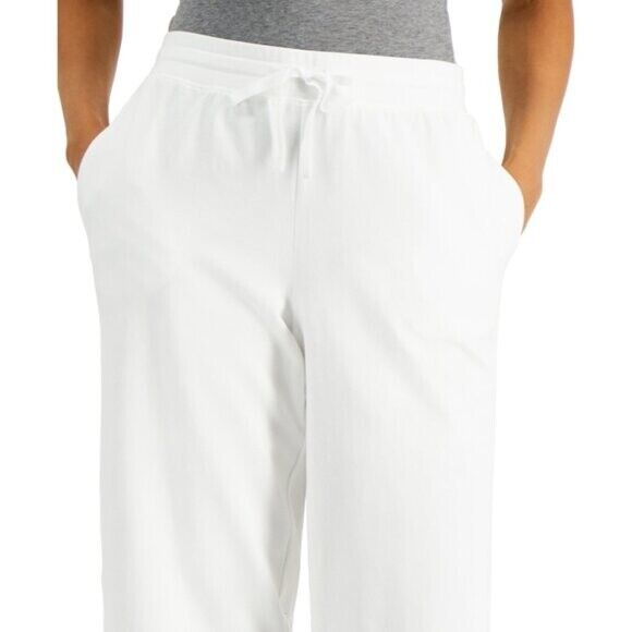 Karen Scott Skimmer Bright White Drawstring Knit Stretchy Knee-Length Shorts NWT