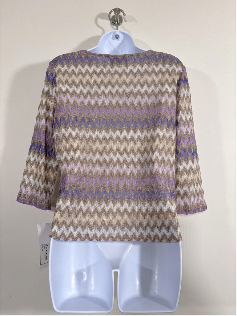 Alfred Dunner Size Small Petite Metallic Chevron Sparkle Embellished Top NWT