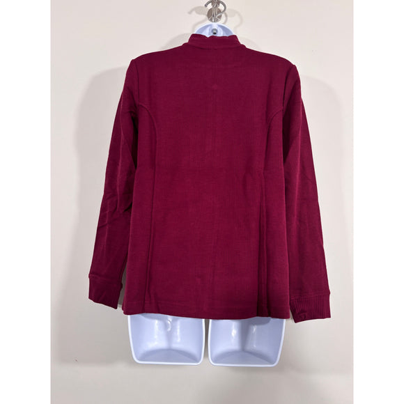 Karen Scott Women's Extra Small Deep Red Ribbed Zip-Up Fleece Jacket NWT