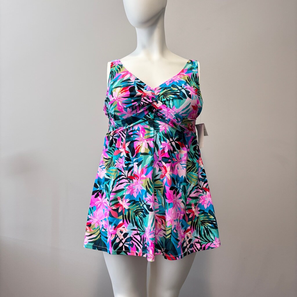 Raisins Curve Plus Size Multicolor Tummy-Control Swimdress / Swimsuit NWT