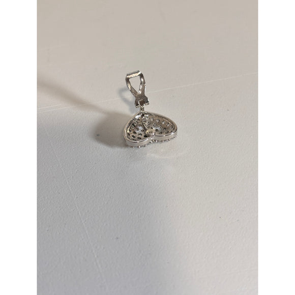 Silver Heart w/ Crystal Rhinestones Pave Clip-On Earrings NWT