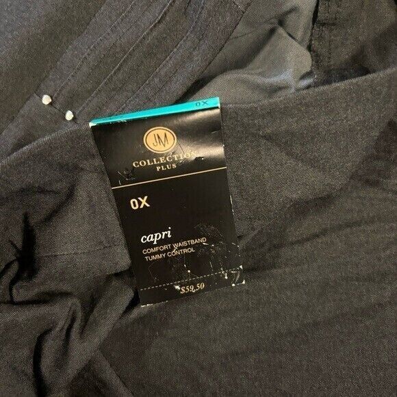 JM Collection Tummy Control Pull-On Capri Dark Grey Dress Pants NWT