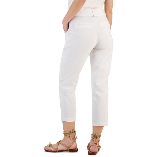 INC International Concepts Women's Size XL White Belted High-Rise Capris NWT