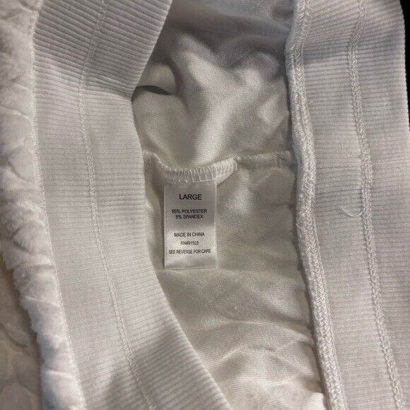 White Quilted Jogger Pants with an Elastic Waist, Size Large- NWOT