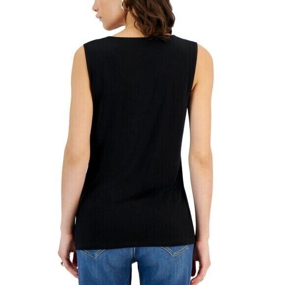 INC International Concepts Women's Sleeveless Black 1/4-Zip Top NWT