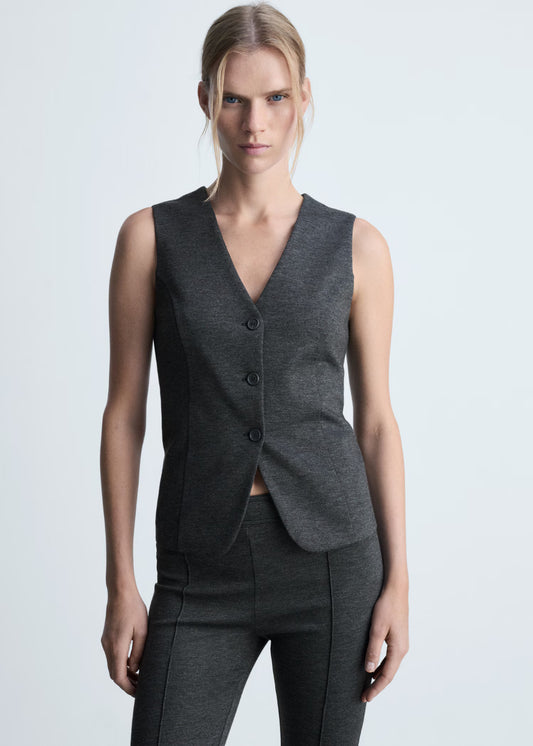 MNG Mango Women's Size Small Dark Grey Fitted Gilet Vest NWT