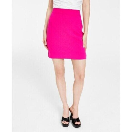 Bar III Women's Textured Hot Pink Crepe Pencil Mini Skirt NWT.