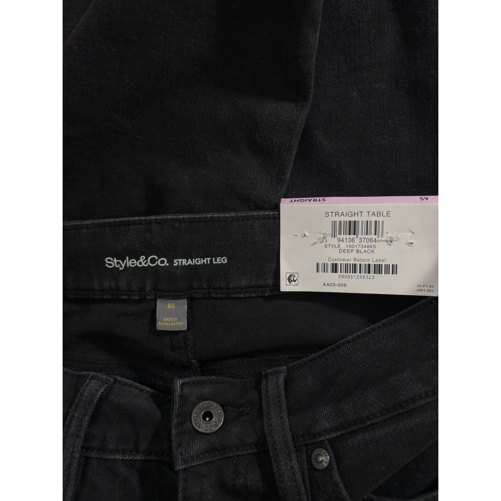 Style & Co Women's 6 Black High-Rise Straight-Leg Jeans NWT