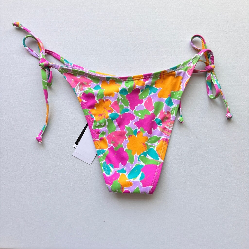 Cotton On Women's Size XS Multicolor Tie Side Brazilian Style Bikini Bottoms NWT