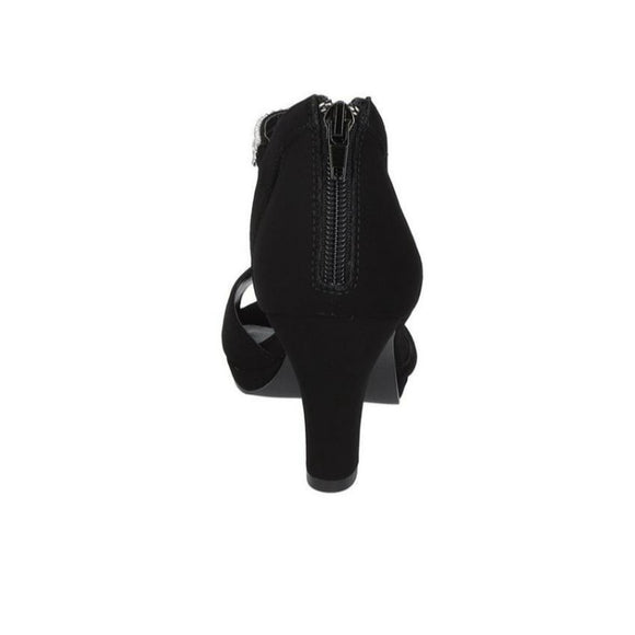 Easy Street Women's 11W Black Strappy Rhinestone Flash Heeled Dress Shoes NIB