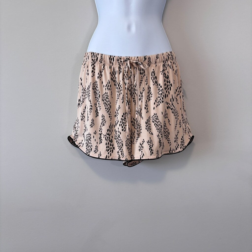 State of Day Women's Beige & Black 2-Pc. Short-Sleeve & Shorts Pajama Set NWT