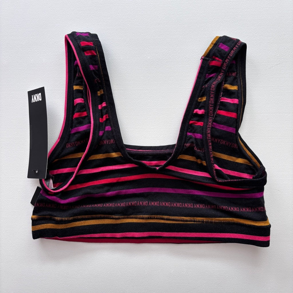 DKNY Women's Size Small Black Multicolor Striped Modal Bralette NWT