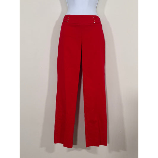 JM Collection Petite Red Slim Leg Stretchy Pull-On Studded Dress Pants NWT