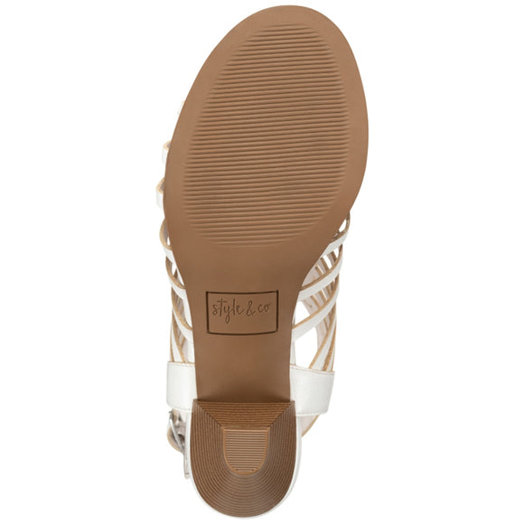 Style & Co Women's 7 White Caged Upper Cone Heel Dress Sandals / Shoes NIB