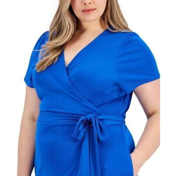I.N.C. International Concepts Plus Size Blue Side-Tie Wrap Dress NWT