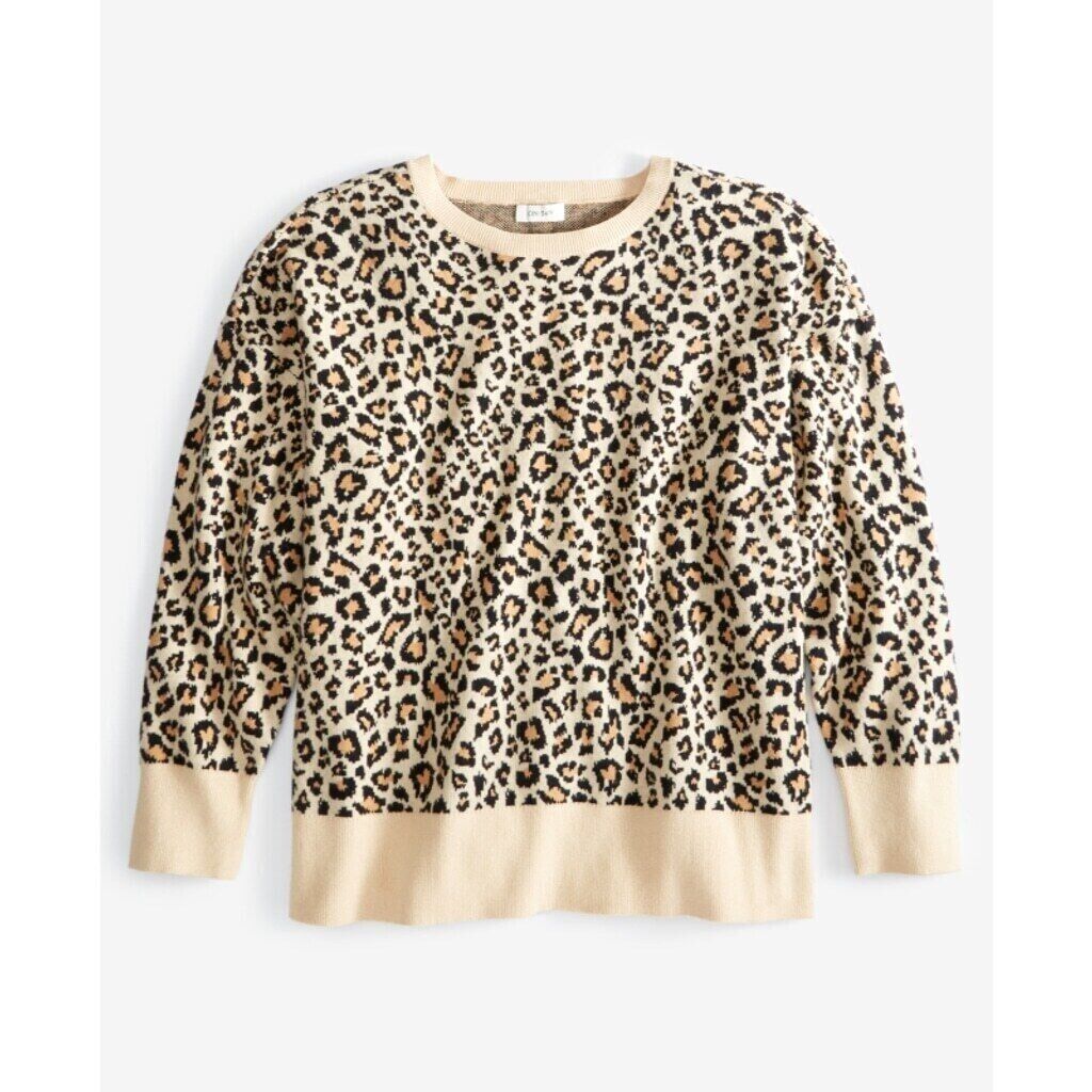 On 34th Women's Plus Size 0X Leopard Print Soft Crewneck Sweater NWT