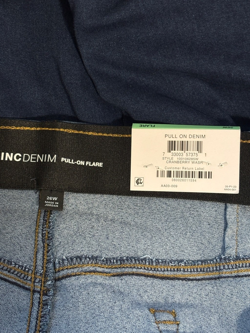INC International Concepts Plus Size 26W Pull-On Blue Flare Jeans NWT
