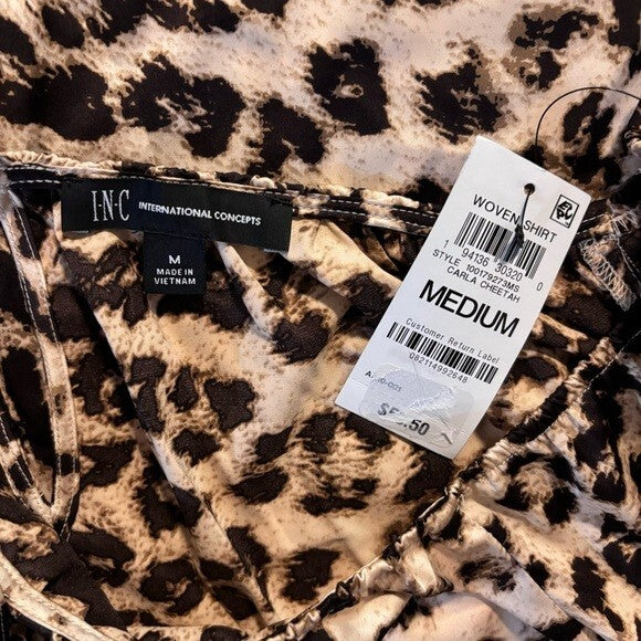 I.N.C. INTERNATIONAL CONCEPTS Women's Printed Long-Sleeve Silky Halter Top NWT