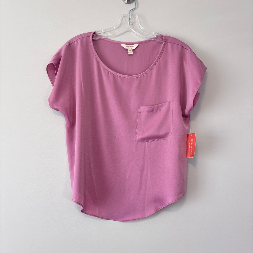 State of Day Women's Pink 2-Pc. Crepe de Chine Short-Sleeve Pajama Set NWT