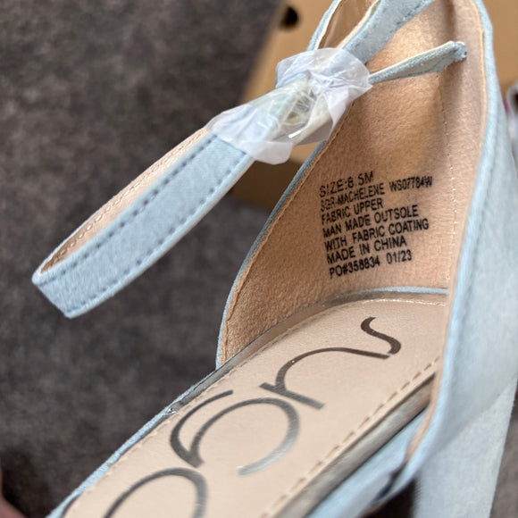Sugar Women's 8.5 Light Blue Suede Chunky Heels Dress Shoes NWT