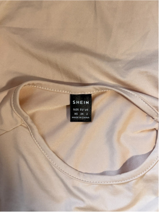 SHEIN Size Extra Small Nude Short Sleeve Crew Neck Bodysuit NWT