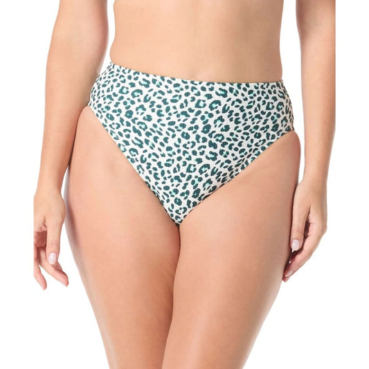 Coco Reef Women's Extra Large Teal Leopard Print High Waist Bikini Bottom NWT