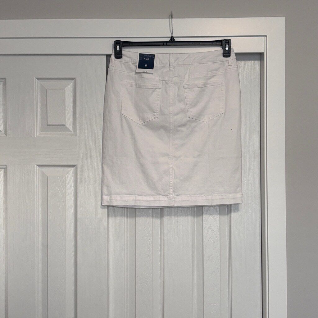 Charter Club Women's 10 White Denim Tummy Control Skirt NWT