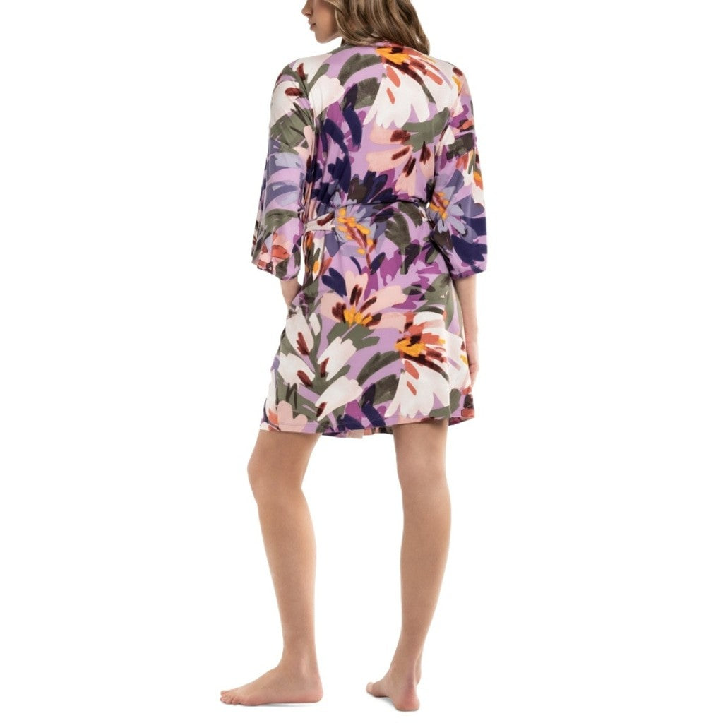 Linea Donatella Size Small Floral Print Soft Knit Wrap Robe in Violet NWT