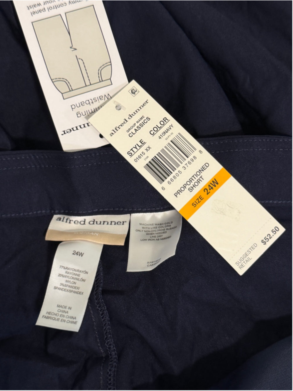 Alfred Dunner Plus Size 24W Pull-On Navy Blue Stretchy Dress Pants NWT