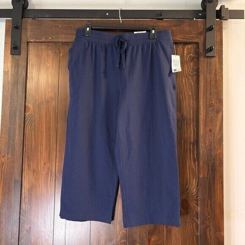 Karen Scott Knit Capri Pull on Navy Blue Capri Jogger / Sweat Pants NWT