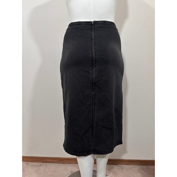 And Now This Women's Size XL Black Wash Back-Slit Denim Midi Skirt NWT