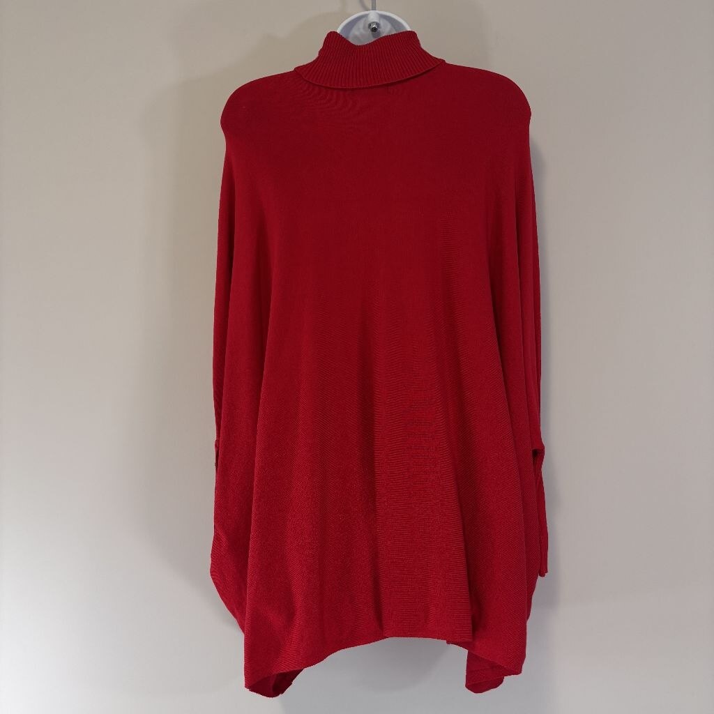 Alfani Women's Size Small Bright Red Turtleneck Poncho Sweater NWT