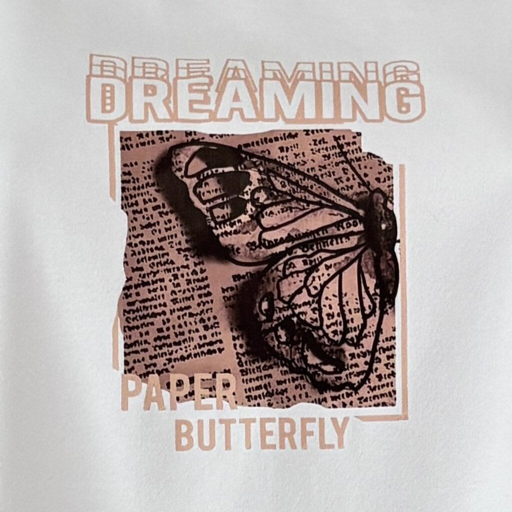 SHEIN Women's XL White Sleeveless Mock Neck Butterfly Graphic Casual Fit Top NIB