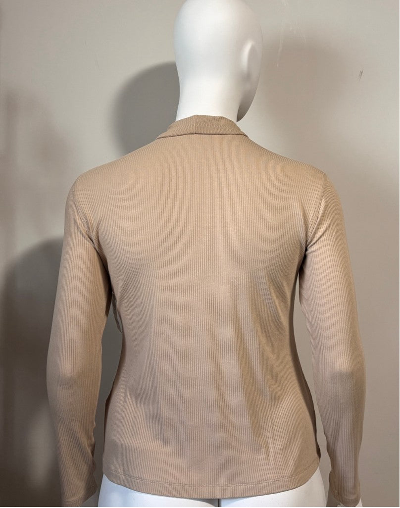 On 34th Plus Size 0X Light Beige Mock Neck Ribbed-Knit Top / Sweater NWT