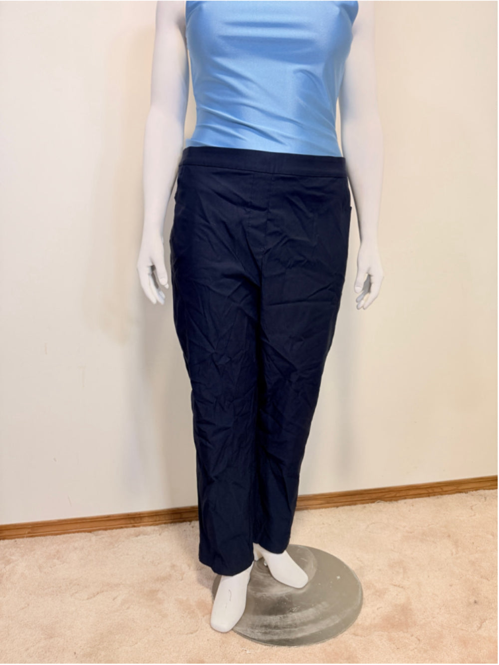 Alfred Dunner Plus Size 24W Pull-On Navy Blue Stretchy Dress Pants NWT