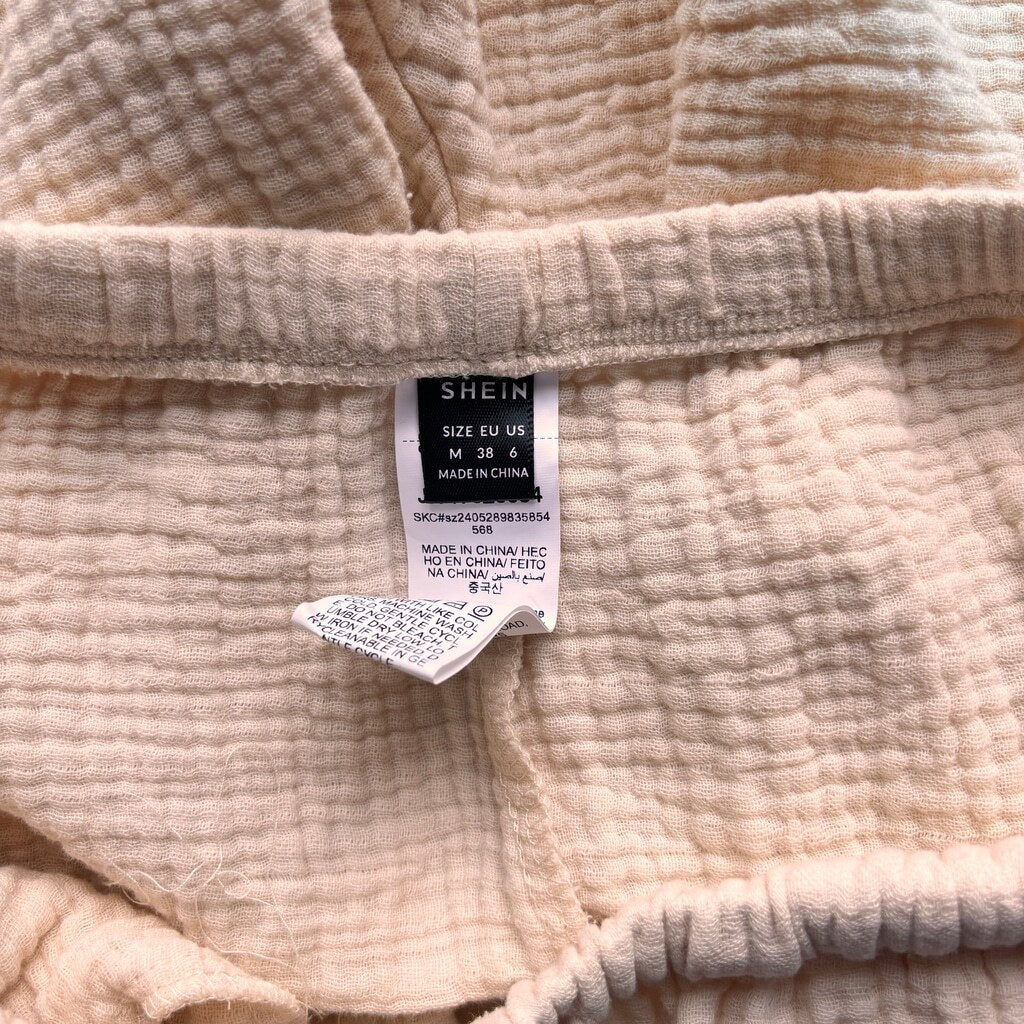 SHEIN Women's Medium Leisure Relaxed Fit Elastic Waist Cotton Crepe Pants NIB