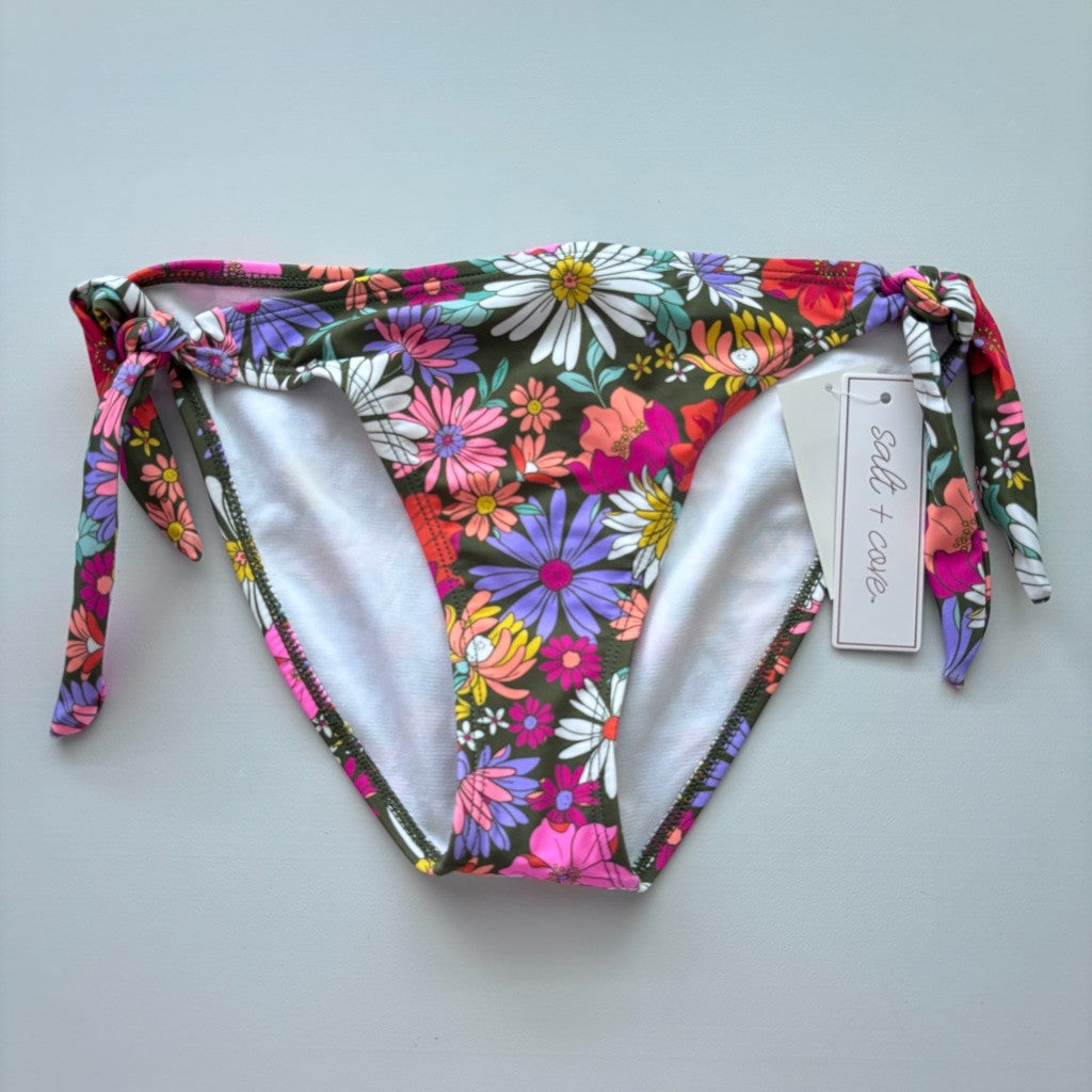 Salt + Cove  Multicolor Floral Printed Side-Tie Bikini Bottoms NWT
