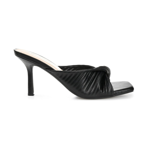 Journee Collection Women's 9 Black Greer Pleated Sandals / Heeled Shoes NIB